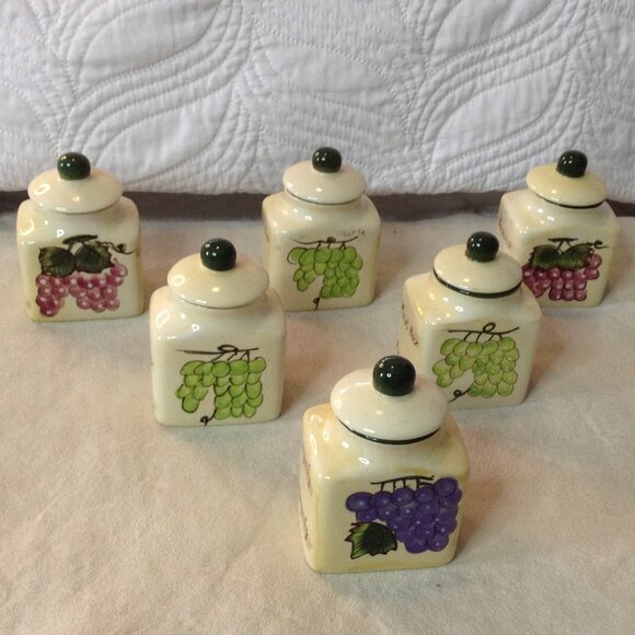VTG Baum Bros, Grape Writing spice Jars; Small jars, Grapes, Old World Style, - Picture 2 of 9